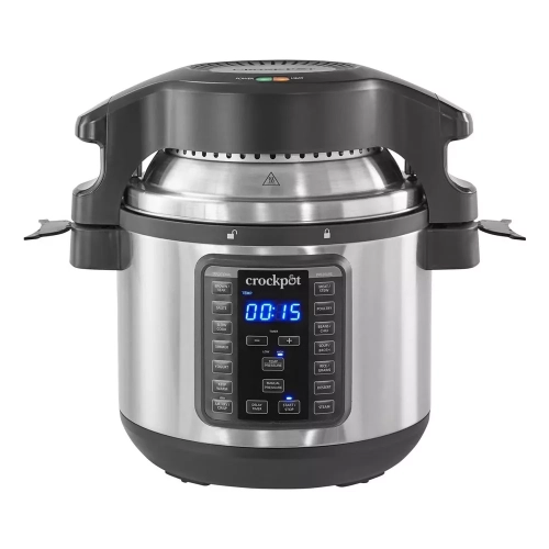 Crock-pot - 8-qt. Express Crock Programmable Slow Cooker And Pressure Cooker With Air Fryer Lid - Stainless Steel