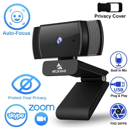 NexiGo N930AF AutoFocus 1080p Webcam with Stereo Microphone and Privacy Cover