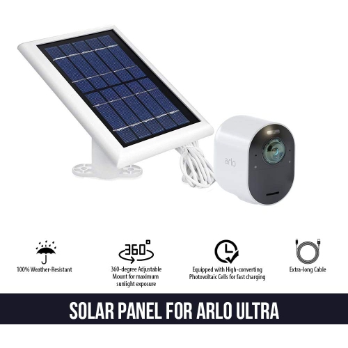 Wasserstein Solar Panel Compatible with Arlo Ultra/Ultra 2, Arlo Pro 3/Pro 4 and Arlo Floodlight ONLY with 13.1ft Cable