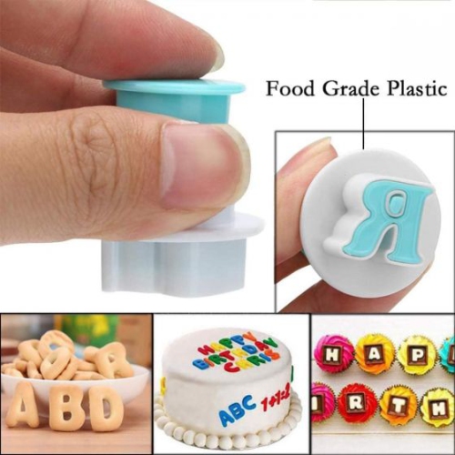 26PCS Upper case Fondant Letter Cutters, Plastic Alphabet Cake Mold Decorating Tools, Embosser Cutter Cookie Stamp Impress for DIY Sugar Cookies