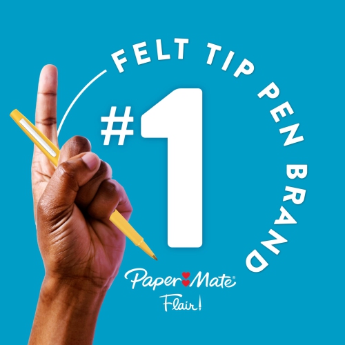 Paper Mate – Stylos Flair à pointe en feutre, pointe moyenne, couleurs variées, paq. 24