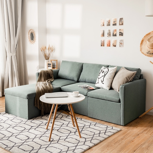 Costway Convertible Sectional Sofa L-Shaped Couch w/Reversible Chaise