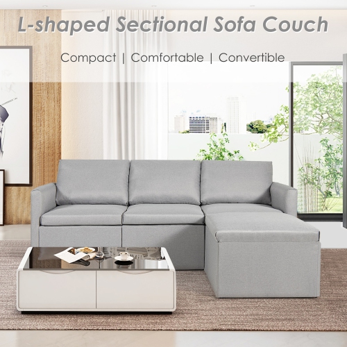 Costway Convertible Sectional Sofa L-Shaped Couch w/Reversible Chaise
