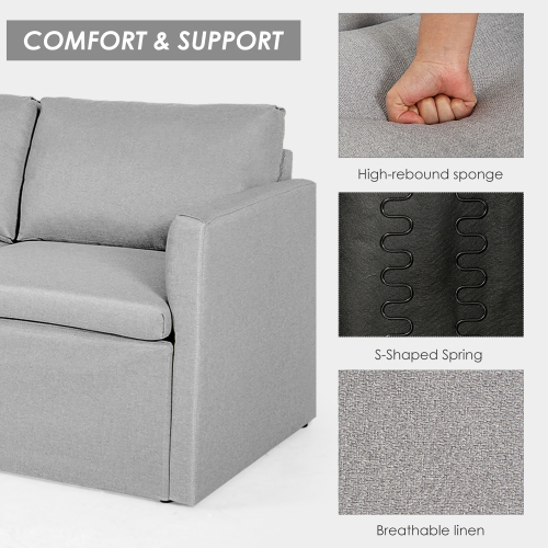 Costway Convertible Sectional Sofa L-Shaped Couch w/Reversible Chaise