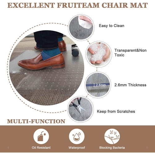 Office Chair Mat for Carpet, Carpet-Protector, Rectangular Transparent Carpet Floor Mat for Carpet, 75 x 120 cm/30 x 48 inches