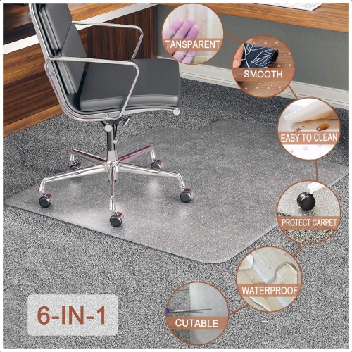 Office Chair Mat for Carpet, Carpet-Protector, Rectangular Transparent Carpet Floor Mat for Carpet, 75 x 120 cm/30 x 48 inches