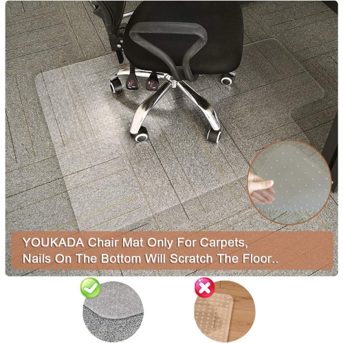 Office Chair Mat for Carpet, Carpet-Protector, Rectangular Transparent Carpet Floor Mat for Carpet, 75 x 120 cm/30 x 48 inches