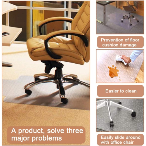 Office Chair Mat for Carpet, Carpet-Protector, Rectangular Transparent Carpet Floor Mat for Carpet, 75 x 120 cm/30 x 48 inches