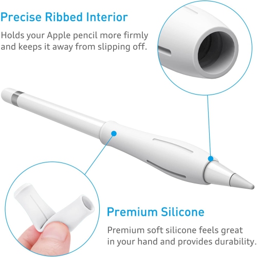 Fintie Silicone Grip Holder for Apple Pencil 1st 2nd Generation, Protective Skin Sleeve Case Accessories Compatible with Apple Pencil 1 2, iPad 10.2,