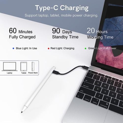 Stylet pour iPad avec rejet de la paume, crayon iPad de 2nd génération pour dessiner et écrire à la main compatible avec l'iPad d'Apple/Air