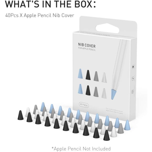 40 Pack Tips Cover Silicone Nibs Caps Accessories Compatible with Apple Pencil 1st and 2nd Generation