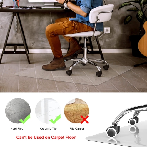 Kuyal Clear Chair Mat, Hard Floor Use, 48" x 30" Transparent Office Home Floor Protector mat Chairmats