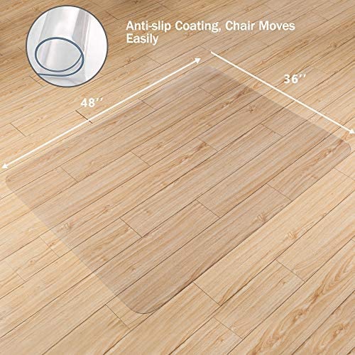 Clear Chair Mat for Hardwood Floor, 36" x 48"Transparent Floor Protector, Office Home Floor Protector mat, Easy Clean