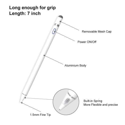 Stylus for iPad,ABLEWE 1.5mm Fine Point iPad Pencil,Palm Rejection for Apple iPad, Rechargeable Digital Pen for Touch Screen