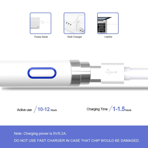 Stylus for iPad,ABLEWE 1.5mm Fine Point iPad Pencil,Palm Rejection for Apple iPad, Rechargeable Digital Pen for Touch Screen