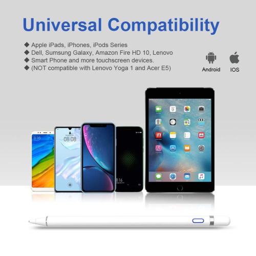 Stylus for iPad,ABLEWE 1.5mm Fine Point iPad Pencil,Palm Rejection for Apple iPad, Rechargeable Digital Pen for Touch Screen