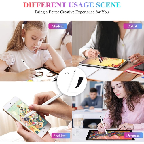 Active Stylus Pen Compatible for iOS and Android Touchscreens, 2021 Stylus Pen with Dual Touch Screen , Rechargeable Stylus Pencil for All Apple