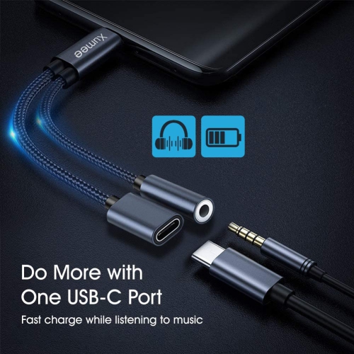 HLD 2-in-1 USB-C to 3.5mm Headphone Jack & Fast Charging Adapter for Pixel 7/7 Pro, Galaxy S22/S21/S20/S20+
