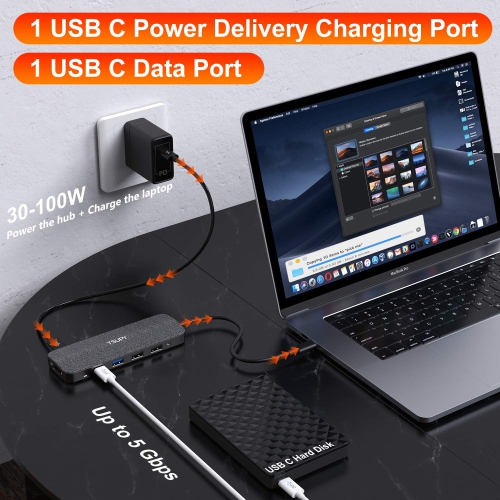 TSUPY USB C Hub 11 in 1 USB C to HDMI 4K Dual Display VGA Ethernet USB C PD100w / Data 3 USB Audio Jack SD Micro SD Card Rea