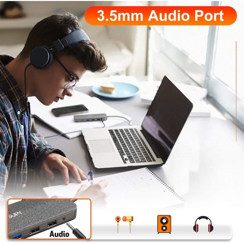 TSUPY USB C Hub 11 in 1 USB C to HDMI 4K Dual Display VGA Ethernet USB C PD100w / Data 3 USB Audio Jack SD Micro SD Card Rea
