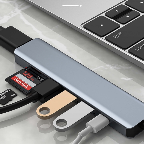 USB C Hub Adapter for MacBook Pro 2020/2019/2018/2017, MacBook Air 2018-2020 and More with 4K HDMI,3 USB 3.0 Ports, 100W Power Delivery and SD Micro