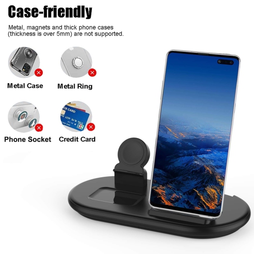3 in 1 Wireless Charger, Wireless Charging Station, 10W Charging Stand Watch Charging Dock Pad for Samsung Galaxy Watch Acti