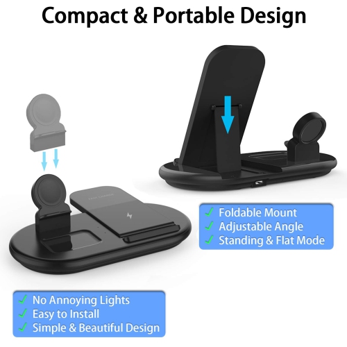 3 in 1 Wireless Charger, Wireless Charging Station, 10W Charging Stand Watch Charging Dock Pad for Samsung Galaxy Watch Acti