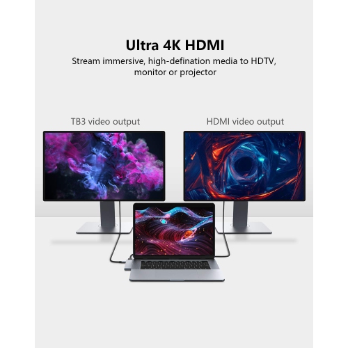 Mini-di – Adaptateur USB-C pour MacBook Air 2018, MacBook Pro 2018/2017/2016, concentrateur 50 Gb/s de type C avec HDMI 4K, Thunderbol