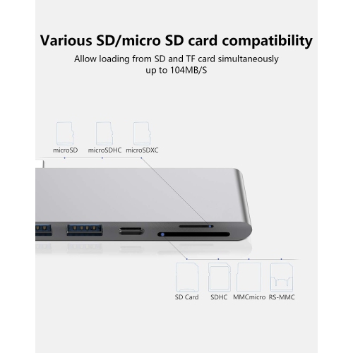 Mini-di – Adaptateur USB-C pour MacBook Air 2018, MacBook Pro 2018/2017/2016, concentrateur 50 Gb/s de type C avec HDMI 4K, Thunderbol