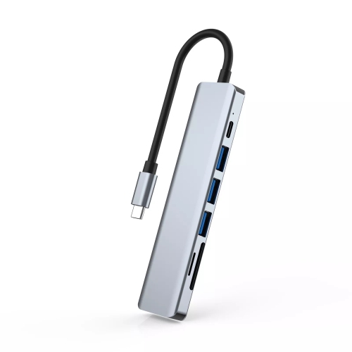 Concentrateur USB-C 7-en-1 avec HDMI 4K, 100&nbsp;W PD, 2 ports USB 3,0, fentes pour cartes SD/TF et données USB-C. Compatible avec MacBook Pro/Air,