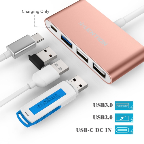 Concentrateur USB-C 4-en-1 LENTION avec type C, USB 3.0, USB 2.0, compatible avec les MacBook Pro 13/15/16 2020-2016, nouveau Mac Air/Surface, CHRO