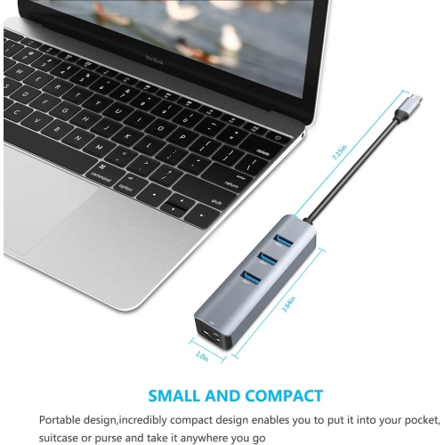 USB C to Ethernet Adapter, RJ45 to USB C/Type-C Gigabit Ethernet LAN Network Adapter, Compatible for MacBook Pro 2021/2020/2019, MacBook Air, Dell