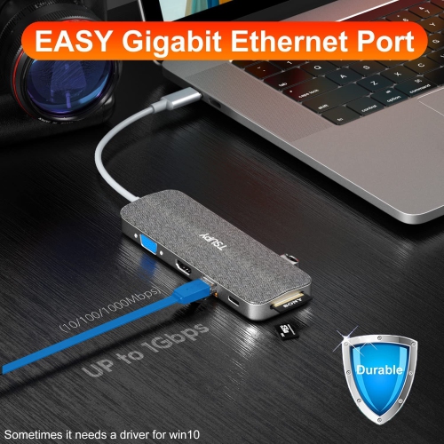 USB C Hub 11 in 1 USB C to HDMI 4K Dual Display VGA Ethernet USB C PD100w 4 USB Audio Jack SD Micro SD Card Reader USB C to USB C Adapter Docking