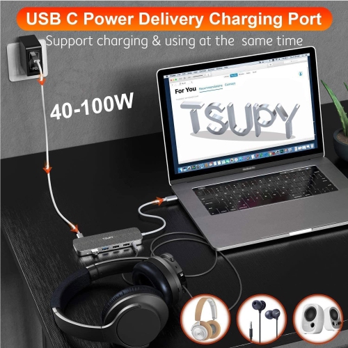 USB C Hub 11 in 1 USB C to HDMI 4K Dual Display VGA Ethernet USB C PD100w 4 USB Audio Jack SD Micro SD Card Reader USB C to USB C Adapter Docking