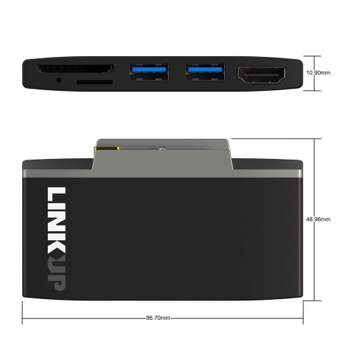 LINKUP - Microsoft Surface GO Compatible Docking Station HDMI USB C Dock | 6-in-1 SDXC Card Reader Hub | HDMI 4K 2xUSB-A 3.0