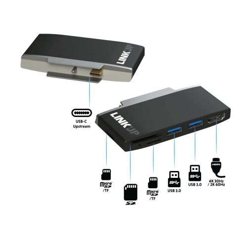 LINKUP - Microsoft Surface GO Compatible Docking Station HDMI USB C Dock | 6-in-1 SDXC Card Reader Hub | HDMI 4K 2xUSB-A 3.0