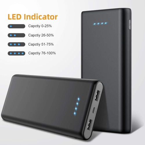 HLD 26800mAh Dual-USB Portable Power Bank for iPhone 11, Pro, Max, X, Xs, Samsung, Android & More