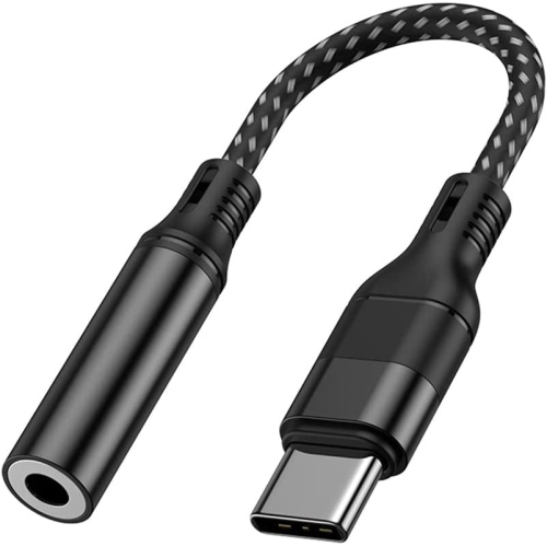 Braided USB C to 3.5mm Audio Jack Adapter for Headphones, Durable Aux Dongle Cable for Samsung, Google, Oneplus