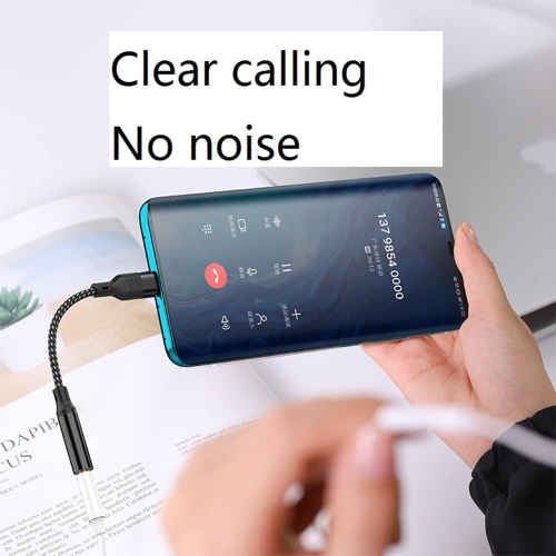 Adaptateur USB-C à prise audio de 3,5 mm tressé pour écouteurs, câble à clé auxiliaire durable pour Samsung, Google, OnePlus