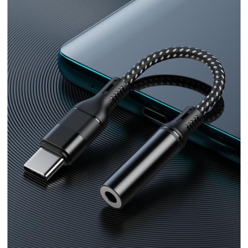 Adaptateur USB-C à prise audio de 3,5 mm tressé pour écouteurs, câble à clé auxiliaire durable pour Samsung, Google, OnePlus
