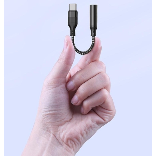 Adaptateur USB-C à prise audio de 3,5 mm tressé pour écouteurs, câble à clé auxiliaire durable pour Samsung, Google, OnePlus