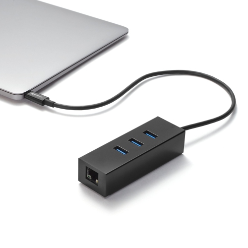 AmazonBasics USB 3.1 Type-C to 3 Port USB Hub with Ethernet Adapter - Black