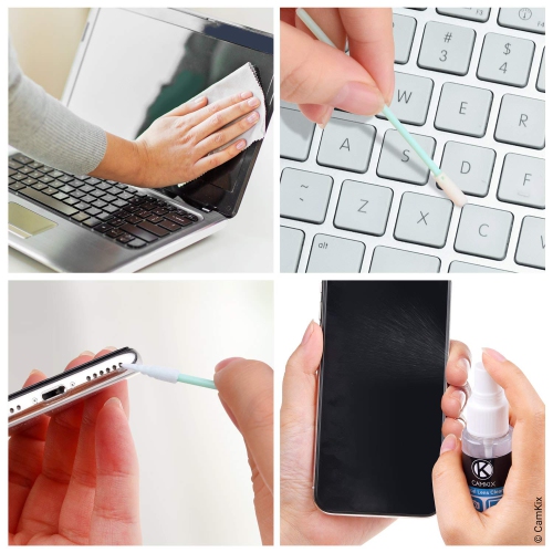 Trousse de nettoyage pour téléphone/écran - vaporisateur de nettoyage, 4 Swabsticks Bob l'éponge, 3 chiffons en microfibre - haute précision,