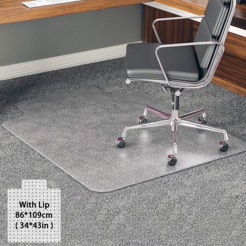 Office Chair Mat for Carpet, Carpet-Protector, Transparent Carpet Floor Mat with Lip for Carpet, 34 x 43 inch/86 x 109cm