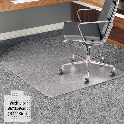 YOUKADA Office Chair Mat for Carpet, Carpet-Protector, Transparent Carpet Floor Mat with Lip for Carpet, 34 x 43 inch/86 x 1