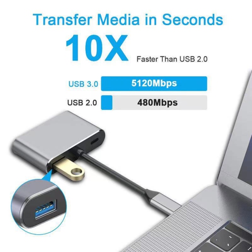 USB C to VGA HDMI Adapter, Thunderbolt 3/4 USB 3.0 Type C to 4K HDMI VGA USB 3.0 USB C PD Charging Multiport Hub Ad