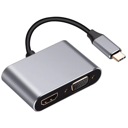 USB C to VGA HDMI Adapter, Thunderbolt 3/4 USB 3.0 Type C to 4K HDMI VGA USB 3.0 USB C PD Charging Multiport Hub Ad