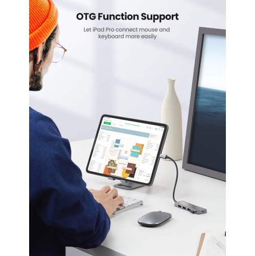 UGREEN USB C Hub 4 Ports USB 3.1 Type C to USB 3.0 Hub Adapter with Micro USB for MacBook Pro, iMac, Samsung Galaxy S10 S9,