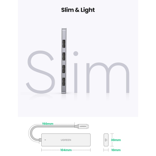 UGREEN USB C Hub 4 Ports USB 3.1 Type C to USB 3.0 Hub Adapter with Micro USB for MacBook Pro, iMac, Samsung Galaxy S10 S9,