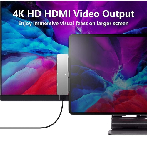 USB C HUB for iPad Pro 2018/2020/11/12.9,iPad Air 4,7 in 1 iPad Pro Adapter with 4K HDMI,3.5mm Headphone Jack,USB3.0,USB C P